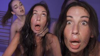 Submissive bimbo teen gets her brains fucked out by FFM hardcore