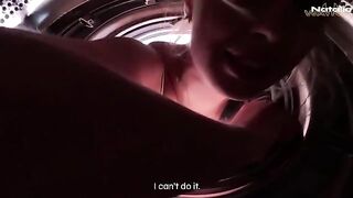 Pervert stepbrother took advantage of a sticky situation with his stepsister in the washing machine