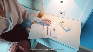 The guy checked the lease, while the girl was naked