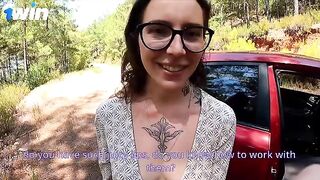 Girl got her car fixed and then got fucked hard in the ass outdoors