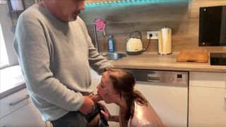 The old fart fucks the amateur German slut right in front of her wife