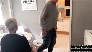 The old fart fucks the amateur German slut right in front of her wife
