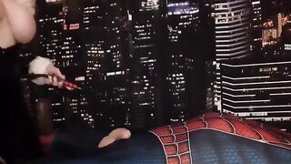 Black Cat Cosplay Plans to Drain Spider-Man's Web Fluid with Handjob