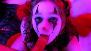 The kinkiest clown facial after giving a deepthroat blowjob