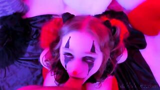 The kinkiest clown facial after giving a deepthroat blowjob
