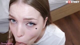 The delivery girl was so horny she had to fuck a random stranger