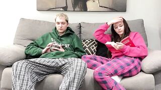 Stepbrother watching porn and jerking off with his step sister