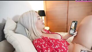 A hot blonde gets caught masturbating and fucked hard