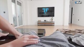 My stepsister serves my huge cock when my parents are away