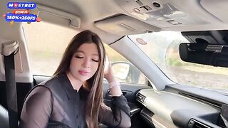The girl was hooked on the car and started to suck her ex