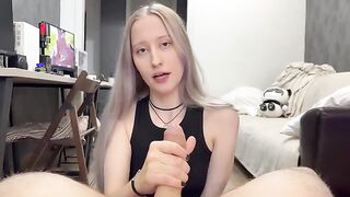 A cute silver-haired girl received a lot of cumpaste in her pussy