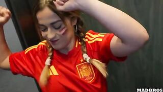 A Spanish supporter got fucked in anal and DP after the soccer match