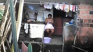 A black beauty did not know about the hidden camera in the room