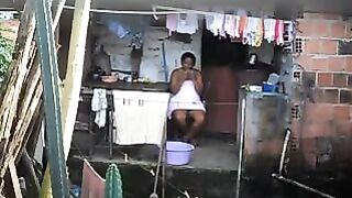 A black beauty did not know about the hidden camera in the room