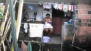 A black beauty did not know about the hidden camera in the room