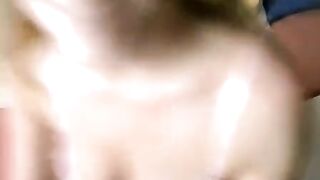 Blonde with glasses has sex at home and does a blowjob for the camera