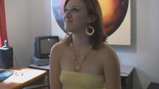 A brunette woman has sex on the bed without any clothes