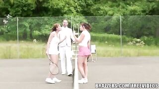 Friends fucked with a rich uncle on the tennis court