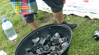 Outdoor sex of young Russian students with negros