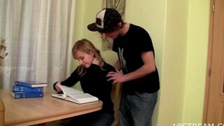 The girl in glasses gives the best blowjob, just like her stepsister
