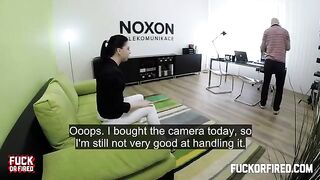 Casting agent banged brunette on the table with intensity