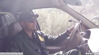 The old lady is fucking with the soldier in the pickup