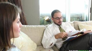 The insatiable stepfather fucked his stepdaughter with a shaved pussy
