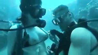 Two aqua-technicians fuck at the bottom of the sea