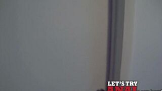Cute blonde Kitty Jane fucks in her tight ass in the bedroom