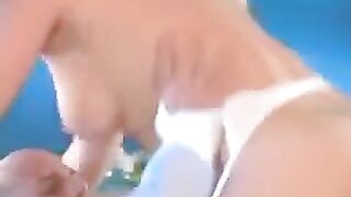 Hard anal sex with a beautiful girl wearing white stockings