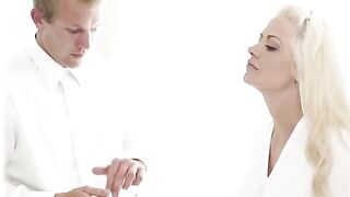 The newlyweds start their honeymoon with an immediate intimacy session