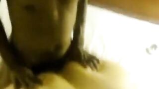 A fat woman fucked by two men on her big ass