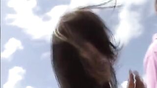 The young girl practices her rest with a hairy guy