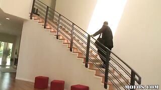 A hot brunette woman is fucking with a black man