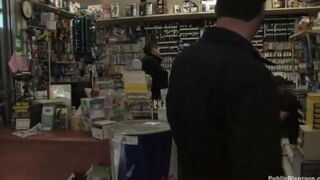 A girl was fucked hard in the shop, a wild and daring act