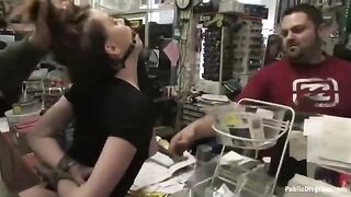 A girl was fucked hard in the shop, a wild and daring act