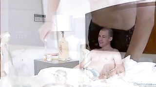 Amber Rain fucks with her husband and his friend, who fucked her in bed at 60FPS