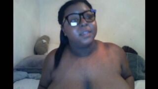 The black girl ended the webcam show with her big tits