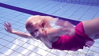 Helen stripped and swam in the pool without any swimwear