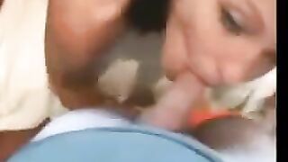 Finished on the face after sex with a cute brunette