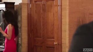 The sisters are giving a blowjob to a friend in the bathroom