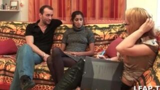 The girl quickly figured out that they wanted sex from her, so she undressed