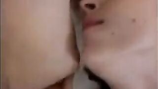 A friend cleans the sperm from the vagina and anus with a tongue