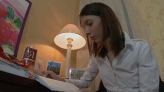 Naughty Russian Alena teaches English with her big ass on SpankBank