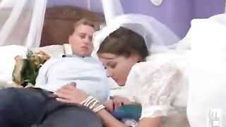 A sexy bride is getting fucked by a group of guys in the wedding party