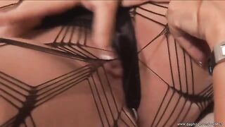 Hot mature lesbians in stockings and pantyhose, indulging in passionate pussy licking