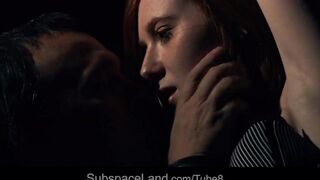 Redhead teen gets fucked in the dark room and cum on her