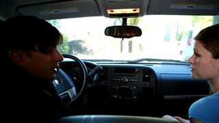 A girl gave a blowjob to her new friend in his car
