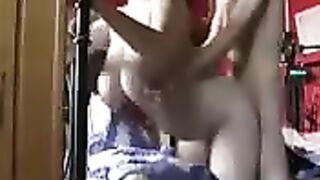 A wife with big tits gets fucked in her ass at home