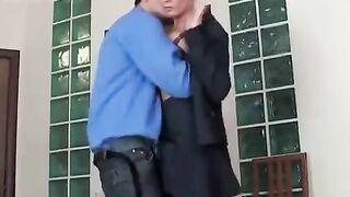 The boss spread his pants and the secretary served him